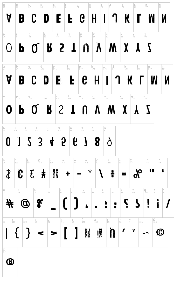 Human Error font map